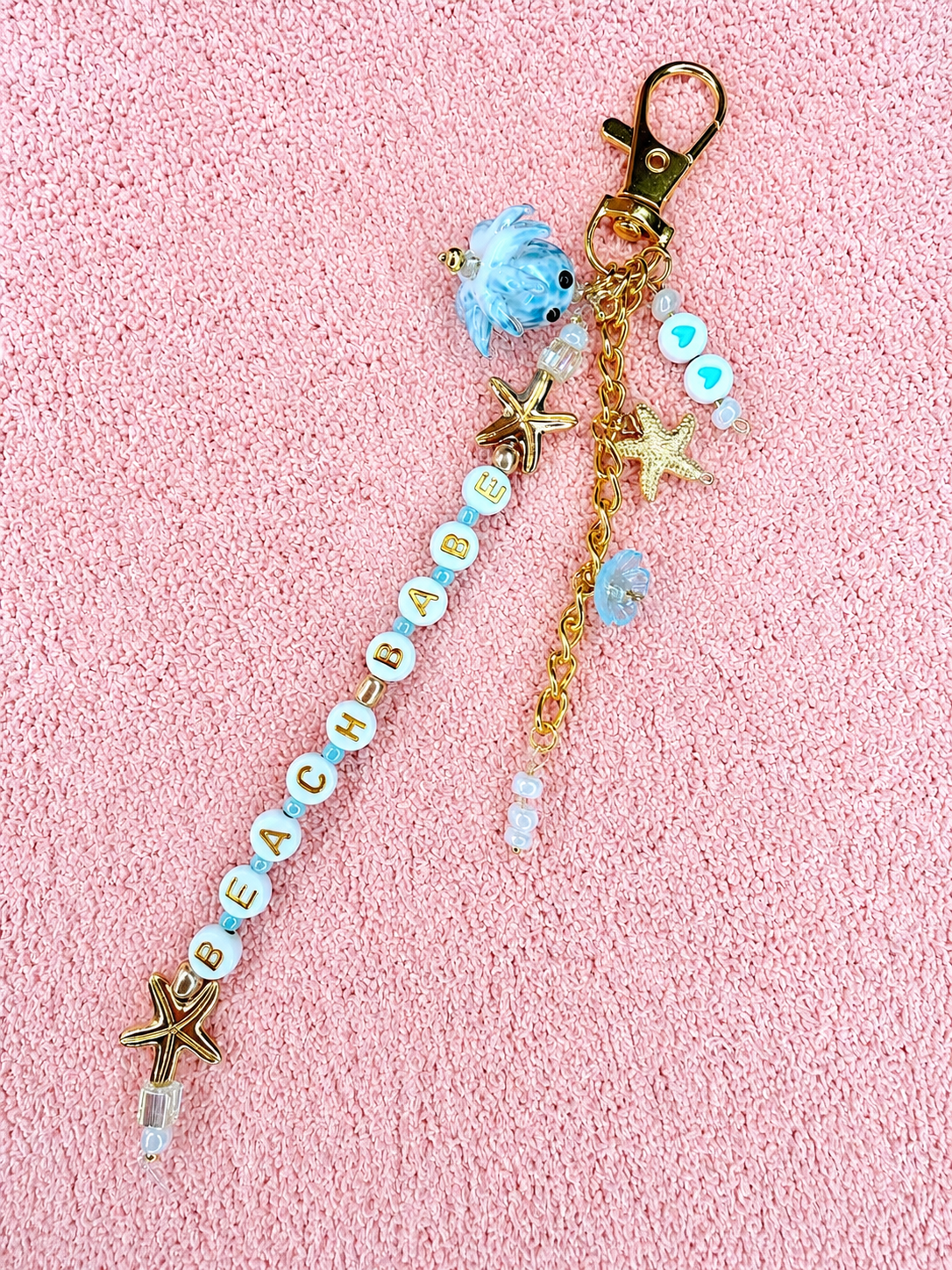 Beach Babe Beaded Bag Charm & Keychain